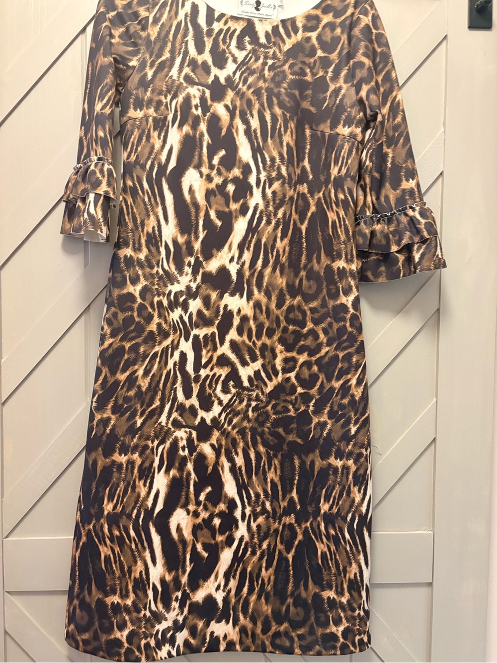 Dainty Jewells Leopard Print Midi Dress in Brown and Cream